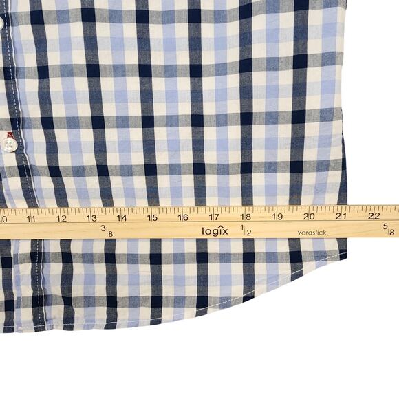 Beverly Hills Polo Club Men's Shirt Short Sleeve Button Up Blue White Check Lrg - Picture 10 of 12